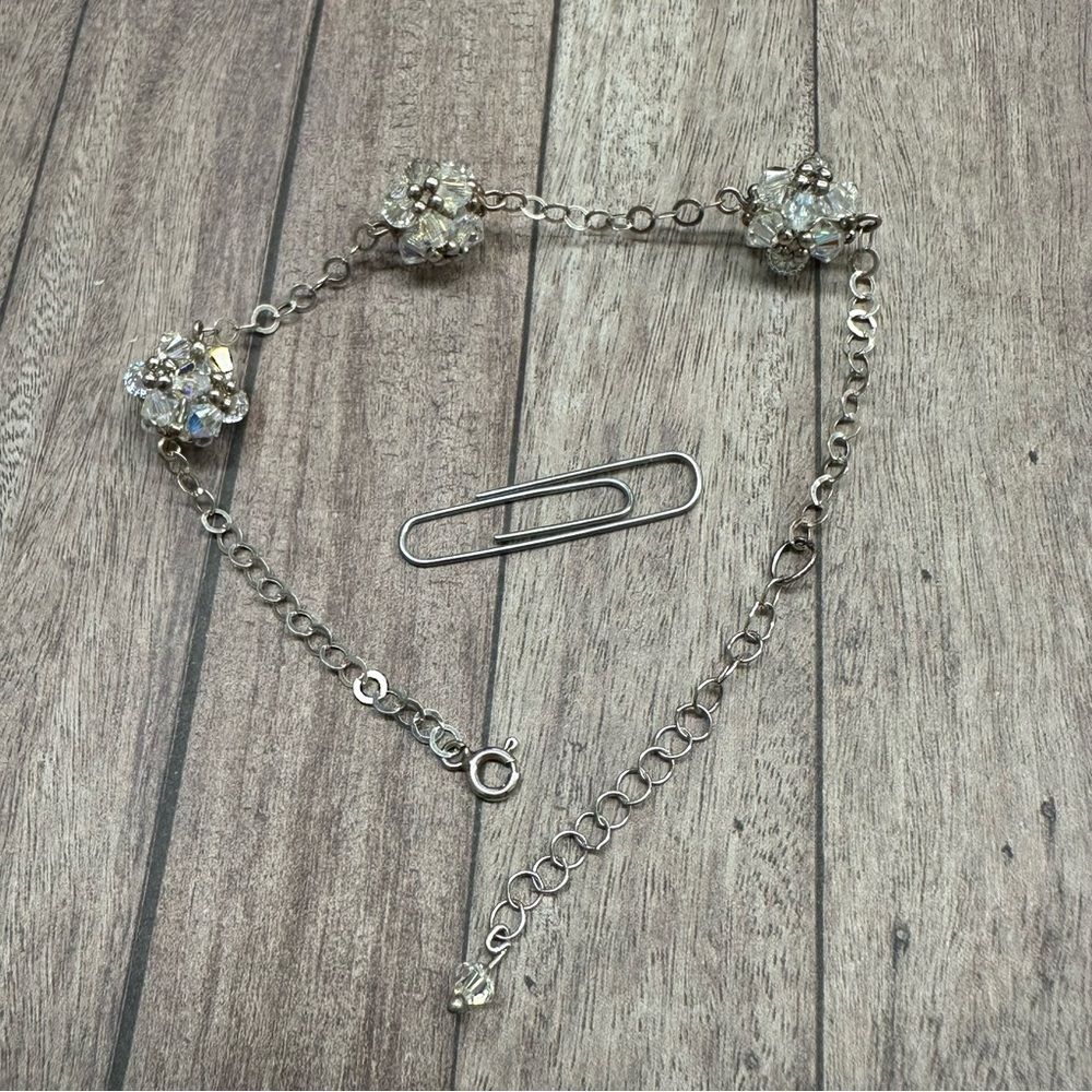 Sterling‎ Silver Crystal Ball Bracelet B4